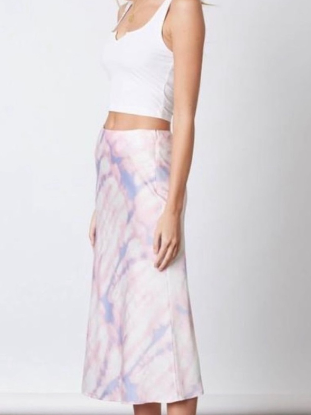The Impeccable Pig Pink & Lavender Tie-Dye Midi Skirt - Picture 2 of 2